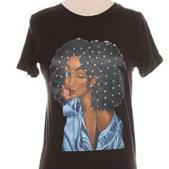 Ebony Queen Face Print Graphic Shirt - Picture 1 of 2